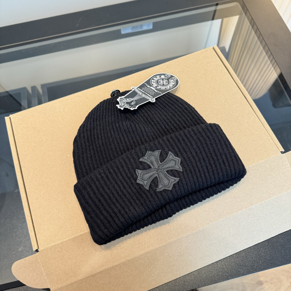 Chrome Hearts Black Logo Pattern Knitted Hat